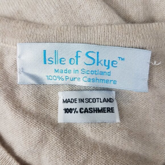 Isle of Skye beige 100% Cashmere crew neck pullover tunic sweater women Large 42 - Picture 6 of 7